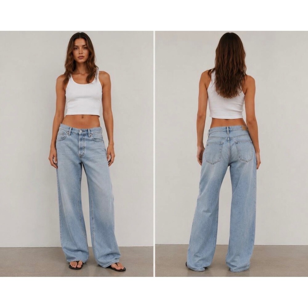 AGOLDE Low Slung Baggy Jeans Spark Size 26 Light Blue Vintage Wash Wide Leg